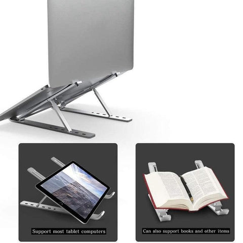 Adjustable Laptop Stand Portable Aluminum Alloy Desktop Holder for 11 to 17.3 Inch - Sliver