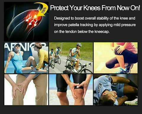 Aolikes Knee Strap Patella Jumper Gel Runner Tennis Sports Brace Support - Blue