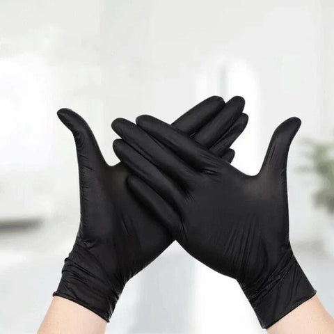 Thick Black Nitrile Gloves Industrial Mechanic Tattoo Tradie Rubber Protection - M