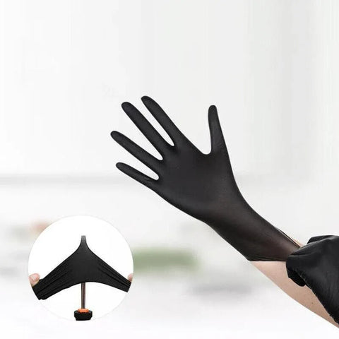 Thick Black Nitrile Gloves Industrial Mechanic Tattoo Tradie Rubber Protection - M