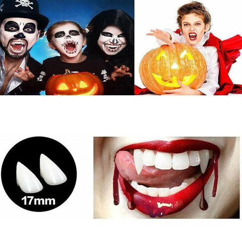 Cosplay Vampire Fangs Fake Teeth for Halloween Costume Party Dress Up 2PCS Prop Set - 15mm-1Piar