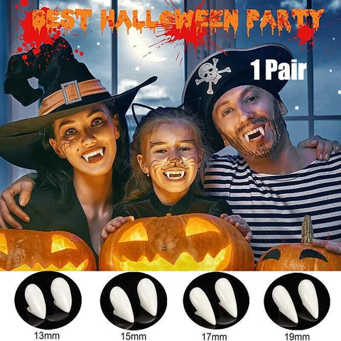Cosplay Vampire Fangs Fake Teeth for Halloween Costume Party Dress Up 2PCS Prop Set - 17mm-1Piar