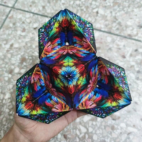 Variety Changeable Magnetic Magic Cube 3D Hand Flip Puzzle Anti Stress Toys Gift - Flame Pattern