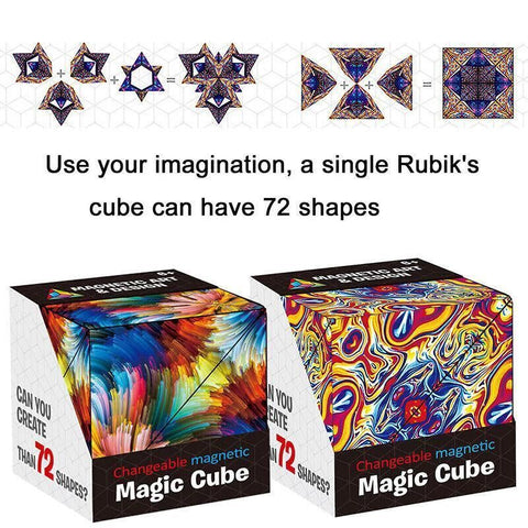 Variety Changeable Magnetic Magic Cube 3D Hand Flip Puzzle Anti Stress Toys Gift - Flame Pattern