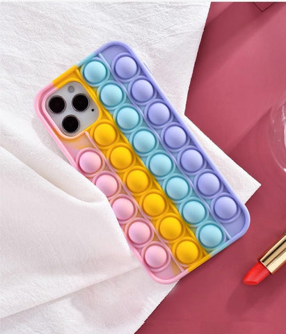 Rainbow Pop Fidget Toys Push It Bubble Phone Case For iPhone 7 8 Plus X XR 11 12 Pro Max - iPhone 12Pro
