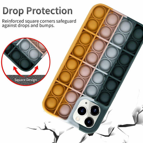 Rainbow Pop Fidget Toys Push It Bubble Phone Case For iPhone 7 8 Plus X XR 11 12 Pro Max - iPhone 12ProMAX
