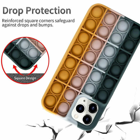 Blue-White Pop Fidget Toys Push It Bubble Phone Case For Iphone - iPhone XS MAX