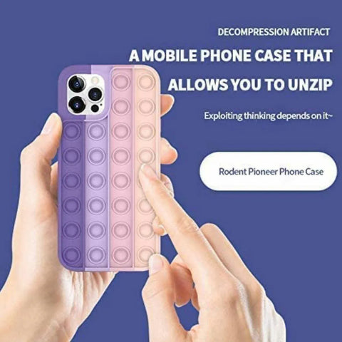 Blue-White Pop Fidget Toys Push It Bubble Phone Case For Iphone - iPhone XS MAX