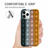 Blue-White Pop Fidget Toys Push It Bubble Phone Case For Iphone - iPhone 12Pro