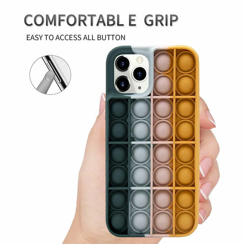Blue-White Pop Fidget Toys Push It Bubble Phone Case For Iphone - iPhone 12Pro