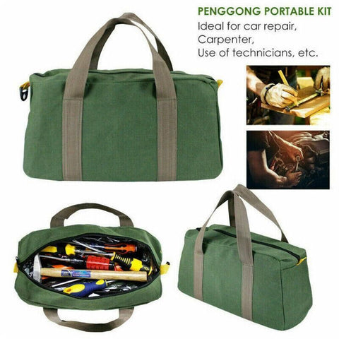 S/M/L Waterproof Tool Bag Portable Storage Toolkit Hand Heavy Case Canvas Duty - S(30*12*18CM)