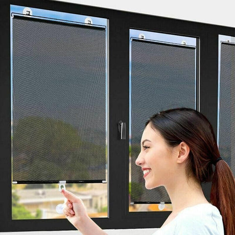 Black Roller Blinds Suction Cup Sunshade Blackout Curtains Car Home Window Curtains - 58 X 125 CM