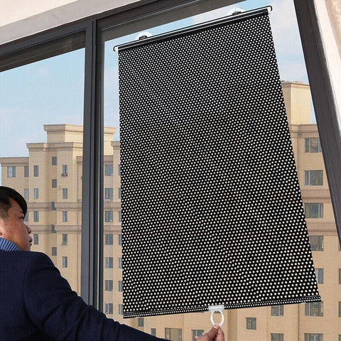 Black Roller Blinds Suction Cup Sunshade Blackout Curtains Car Home Window Curtains - 58 X 125 CM