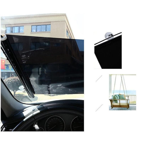 Black Roller Blinds Suction Cup Sunshade Blackout Curtains Car Home Window Curtains - 58 X 125 CM