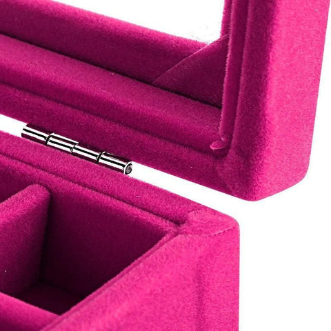 Velvet Jewelry Box Earring Organizer Display Case Storage Holder with 24 Grid - Rose Red
