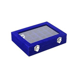 Velvet Jewelry Box Earring Organizer Display Case Storage Holder with 24 Grid - Rose Red