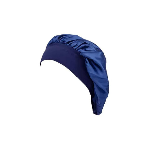 Sleeping Bonnet Hair Wrap Silk Satin Cap Women Elastic Night Soft Hat Headwear - Navy