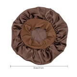 Sleeping Bonnet Hair Wrap Silk Satin Cap Women Elastic Night Soft Hat Headwear - Navy