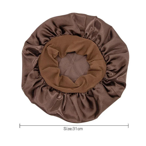 Sleeping Bonnet Hair Wrap Silk Satin Cap Women Elastic Night Soft Hat Headwear - Navy