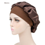 Sleeping Bonnet Hair Wrap Silk Satin Cap Women Elastic Night Soft Hat Headwear - Navy