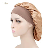 Sleeping Bonnet Hair Wrap Silk Satin Cap Women Elastic Night Soft Hat Headwear - Navy