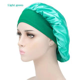 Sleeping Bonnet Hair Wrap Silk Satin Cap Women Elastic Night Soft Hat Headwear - Navy