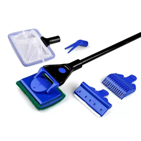 5 in1 Water Aquarium Cleaning Tool Fish Tank Gravel Vacuum Glass Cleaner Brush