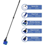 5 in1 Water Aquarium Cleaning Tool Fish Tank Gravel Vacuum Glass Cleaner Brush