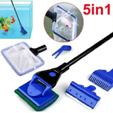 5 in1 Water Aquarium Cleaning Tool Fish Tank Gravel Vacuum Glass Cleaner Brush