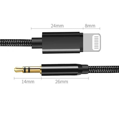 Lightning to 3.5mm Aux Audio Cable Adapter for Car Speaker Headphone Sound System - Silver