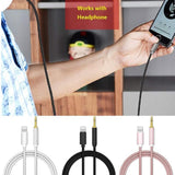 Lightning to 3.5mm Aux Audio Cable Adapter for Car Speaker Headphone Sound System - Silver