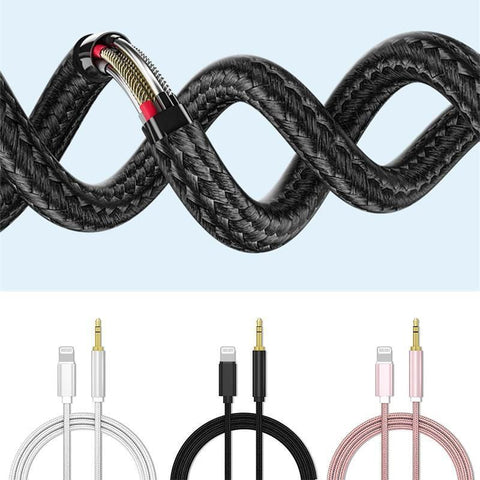 Lightning to 3.5mm Aux Audio Cable Adapter for Car Speaker Headphone Sound System - Silver