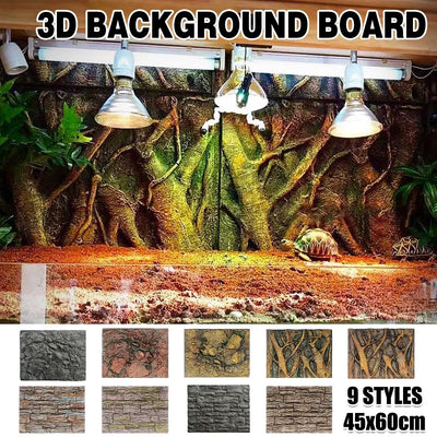 Pet Reptile Tank Board 3D Foam Backgrounds and Habitat Decoration 9 Styles - D