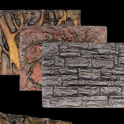 Pet Reptile Tank Board 3D Foam Backgrounds and Habitat Decoration 9 Styles - D