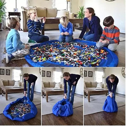 150cm Play Mat Bag Portable Toy Storage Organizer with Drawstring Closure - Purple