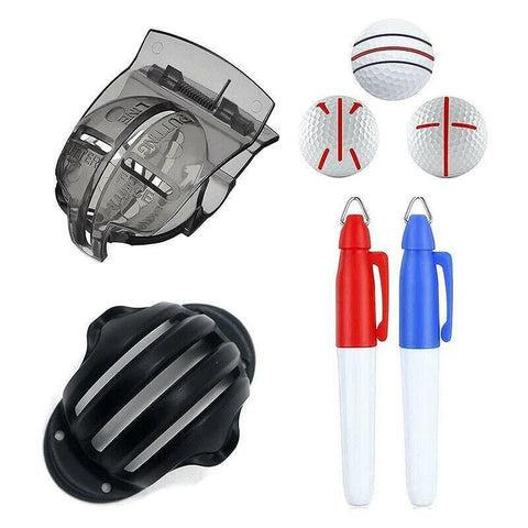 Sports Alignment Golf Ball Marker 3 Line Tool Drawing Liner Set Stencil Au Stock - Red