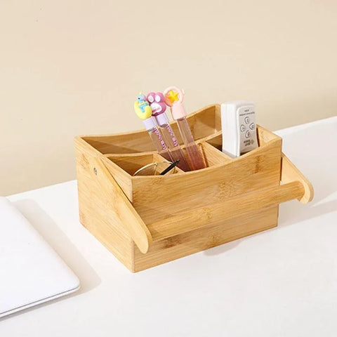 Portable Bamboo Storage Box Fruit Basket Organizer Multi Purpose Storage Basket