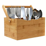 Portable Bamboo Storage Box Fruit Basket Organizer Multi Purpose Storage Basket