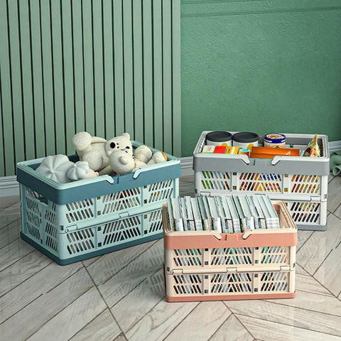Foldable Portable Picnic Basket Lightweight Storage Basket for Outdoor Use - Grey