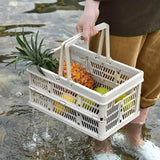 Foldable Portable Picnic Basket Lightweight Storage Basket for Outdoor Use - Grey