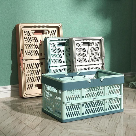 Foldable Portable Picnic Basket Lightweight Storage Basket for Outdoor Use - Grey
