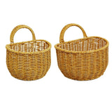Imitation Rattan Woven Storage Basket Shelf Organizer Wash Rack for Home Decor - Small