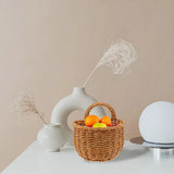 Imitation Rattan Woven Storage Basket Shelf Organizer Wash Rack for Home Decor - Small