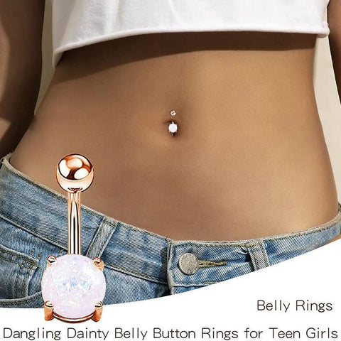 5Pcs Belly Bar Piercing Ring Crystal Zircon Surgical Steel Silver Jewellery - Rose Gold