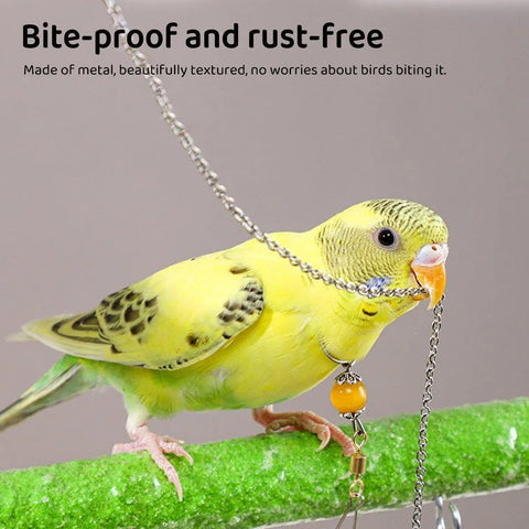 Parrot Neck Collar Stainless Steel Bird Chain Training Adjustable Bird Leash - M-Diameter 1.9cm