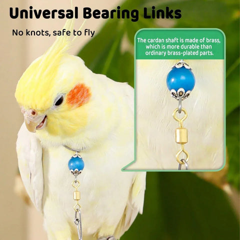 Parrot Neck Collar Stainless Steel Bird Chain Training Adjustable Bird Leash - M-Diameter 1.9cm