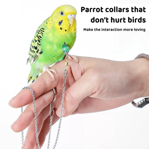 Parrot Neck Collar Stainless Steel Bird Chain Training Adjustable Bird Leash - M-Diameter 1.9cm