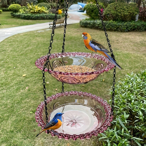 Outdoor Hanging Bird Feeder Bath Garden Patio Decoration for Attracting Birds - Grey