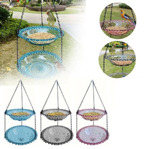 Outdoor Hanging Bird Feeder Bath Garden Patio Decoration for Attracting Birds - Grey