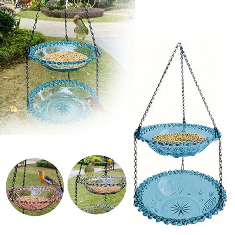 Outdoor Hanging Bird Feeder Bath Garden Patio Decoration for Attracting Birds - Grey